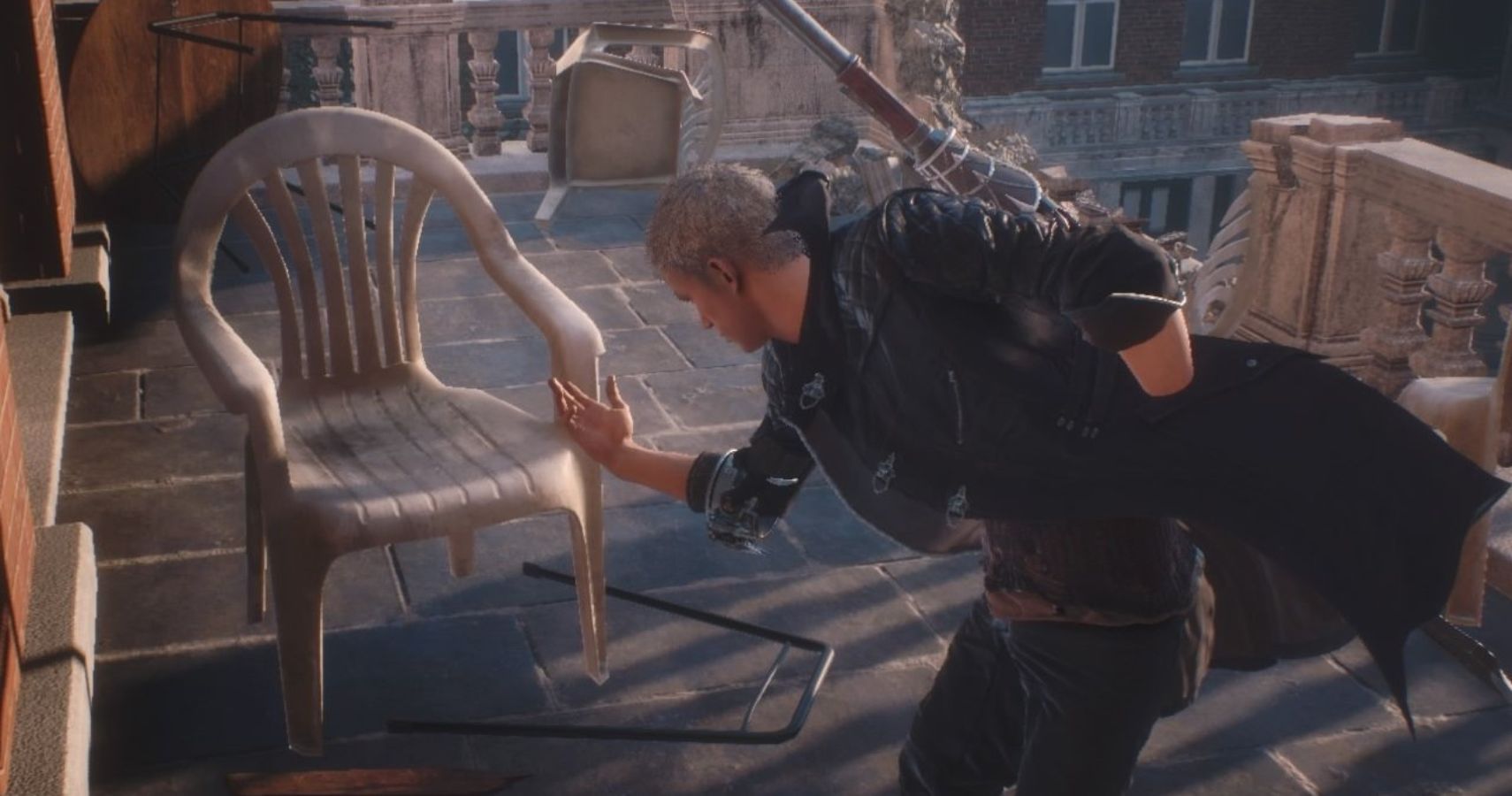 vergil sitting on plastic chair (dalle prompt) : r/DevilMayCry