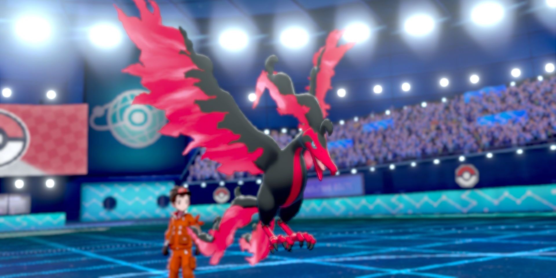 Galarian moltres in a stadium