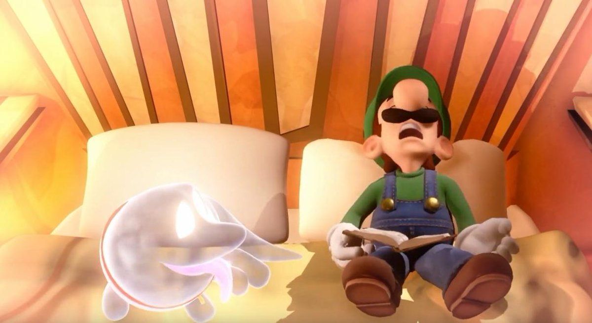 Luigi sleeping next to polterpup