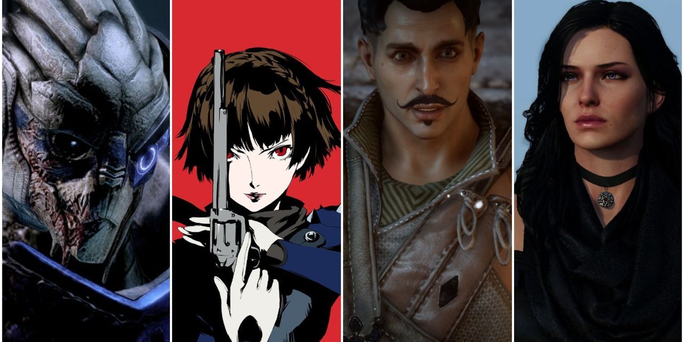 Garrus in Mass Effect 2, Makoto artwork from Persona 5, Dorian from Dragon Age: Inquisition and Yennefer in the Witcher 3:Wild Hunt