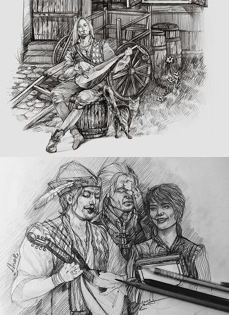 Geralt with Shani and Musician