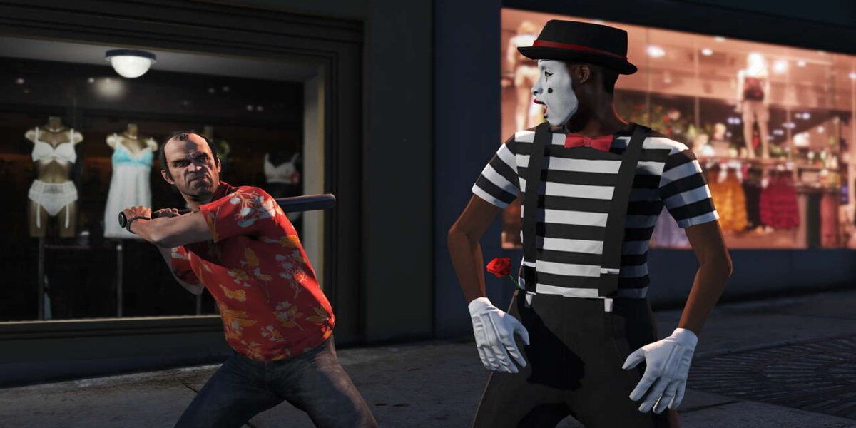 Trevor attacking a clown in GTA 5