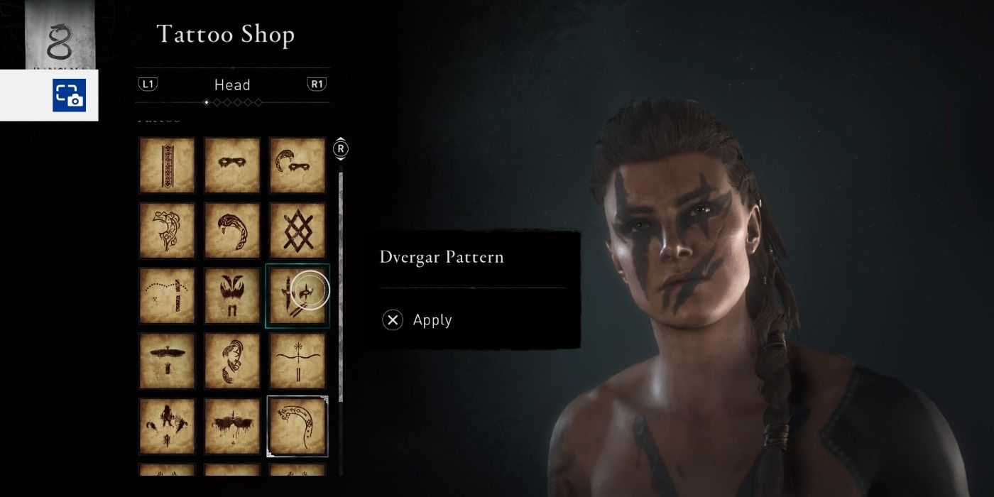 Dvergar Pattern face tattoo in Assassin's Creed Valhalla