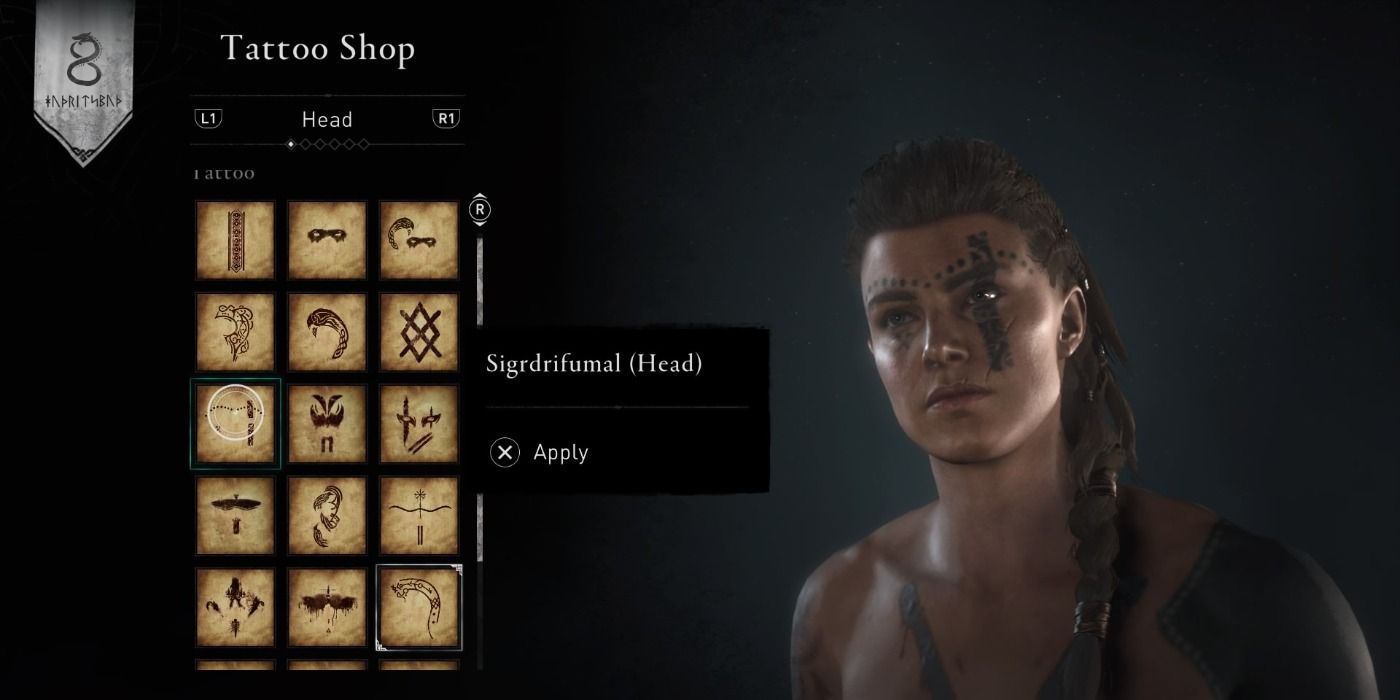 Sigrdrifumal face tattoo in Assassin's Creed Valhalla