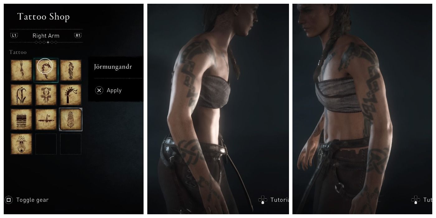 Jormungandr arm tattoo in Assassin's Creed Valhalla