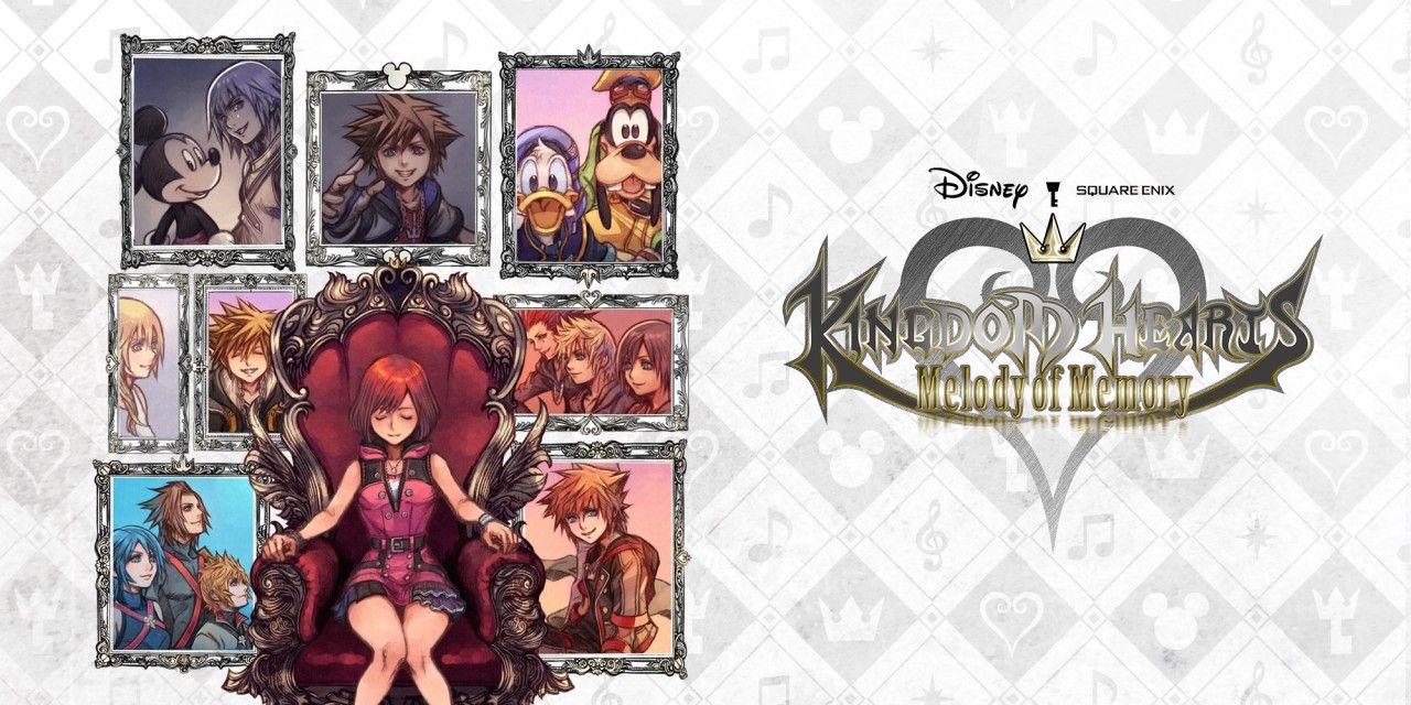 Das Cover von Kingdom Hearts: Melody of Memory zeigt Kairi, die auf dem Thron sitzt und ihre Erinnerungen hinter sich hat.