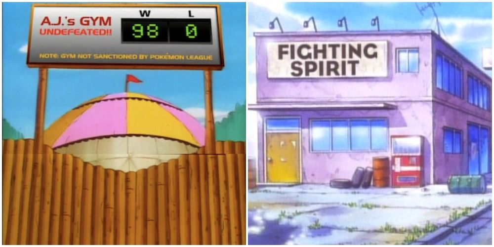 pokemon anime-exclusive gyms fighting spirit gym aj's gym kanto