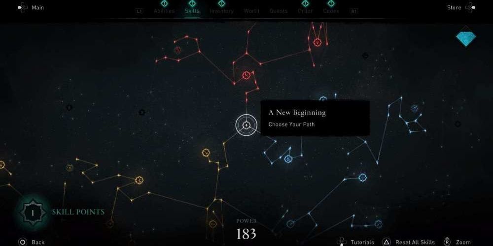 Assassins Creed Valhalla Skill Tree Selection Screen