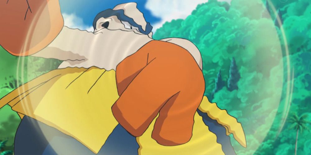 Hariyama using Belly Drum in the Pokemon Anime
