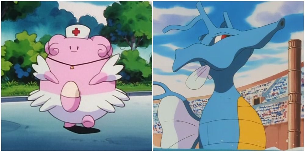 blissey and kingdra in the pokemon anime