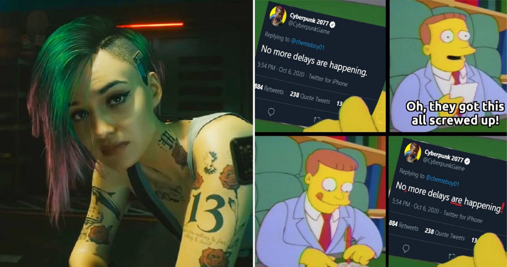 Cyberpunk 2077 Judy Alvarez and Simpsons meme