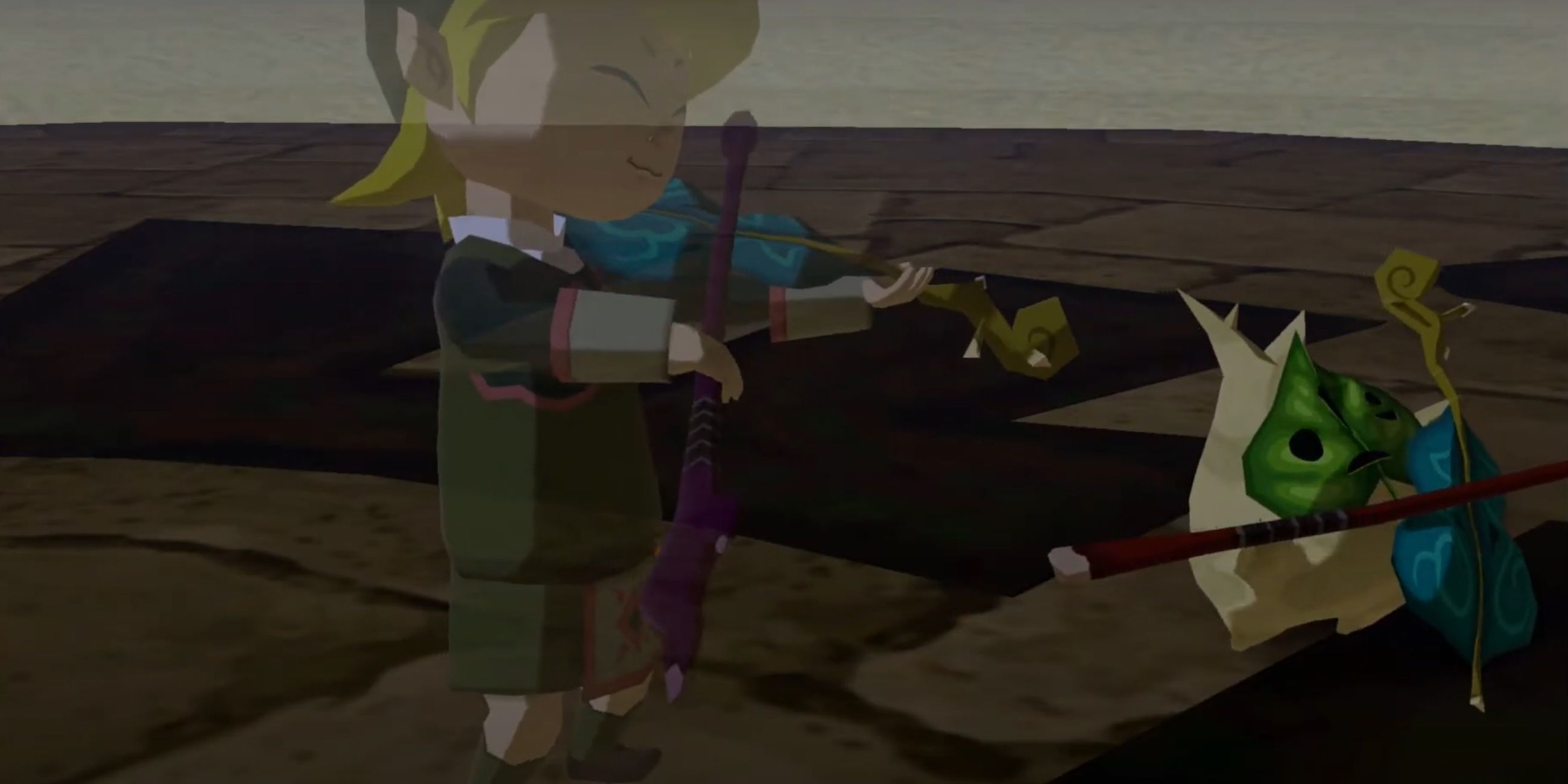 Fado and Makar playing to restore the Master Sword's powers in Wind Waker