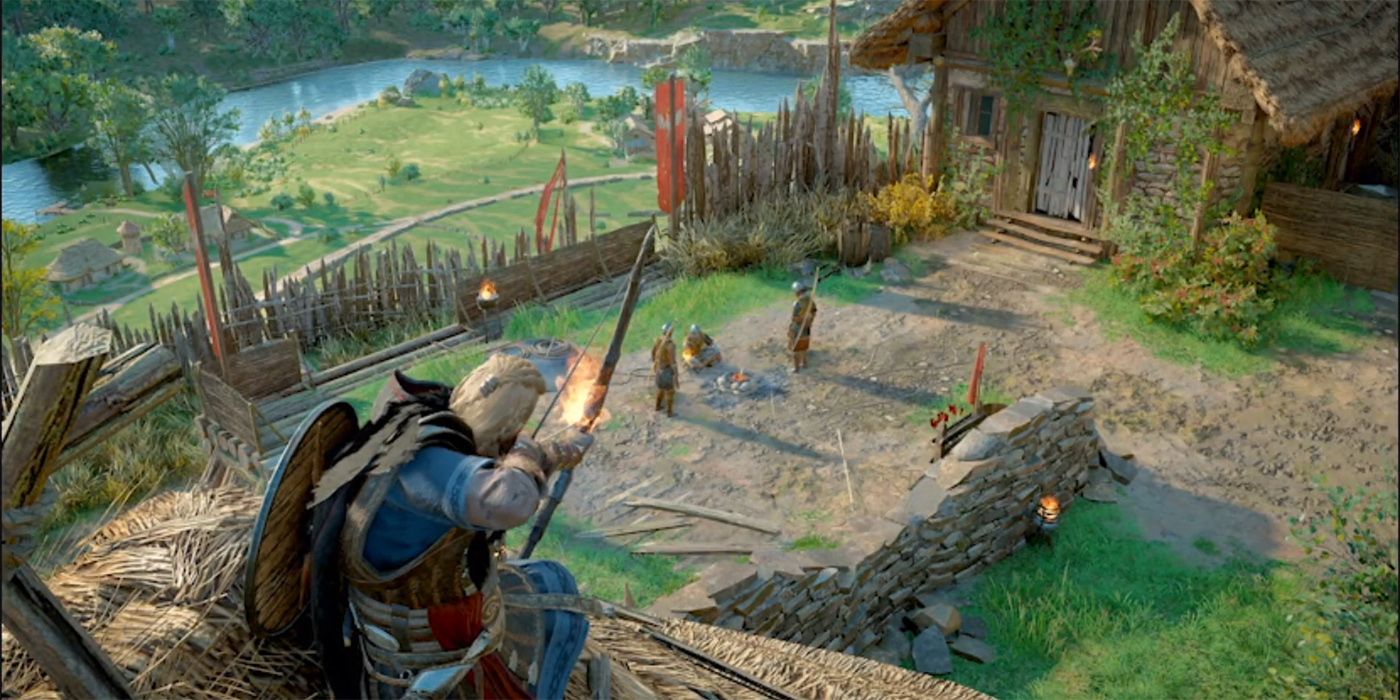 Assassin's Creed Valhalla: Eivor Aiming Their Ranged Fire Strike