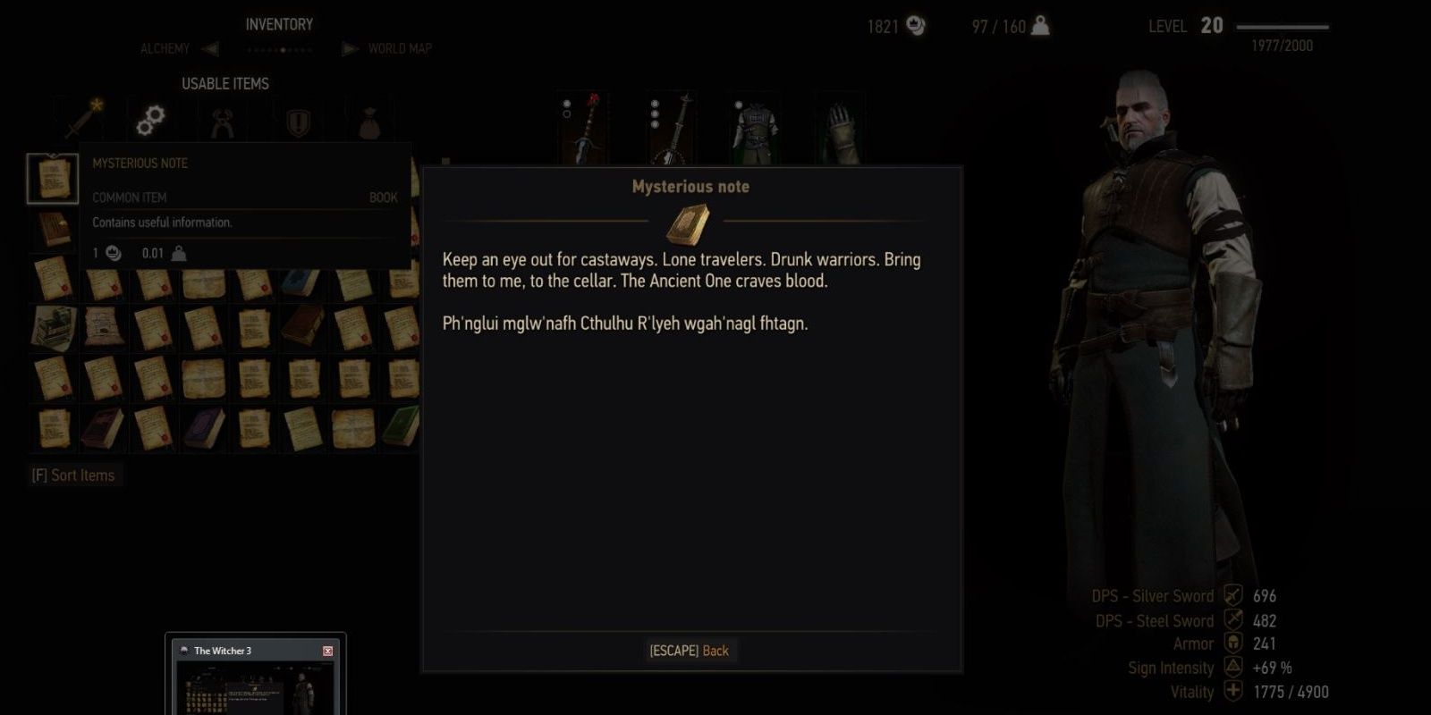 HP Lovecraft reference in The Witcher 3