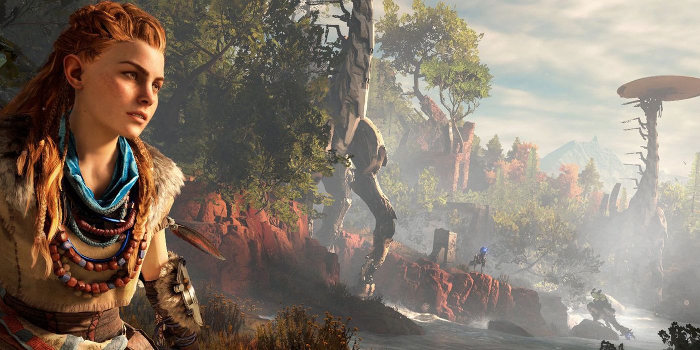 Promo Screenshot For Horizon Zero Dawn Showing Both Alloy And The Tower Machines