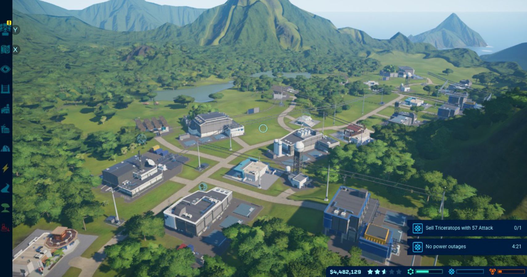 zoomed out view of Jurassic World park.
