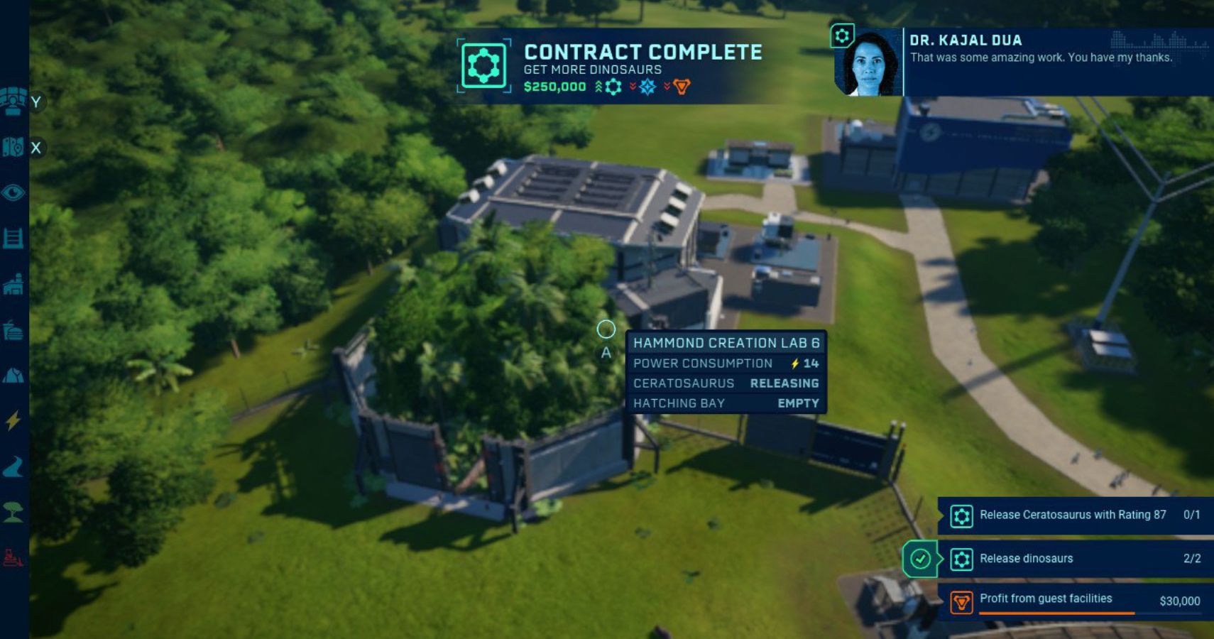 Completed contract screen next to Hammond Creation Lab.