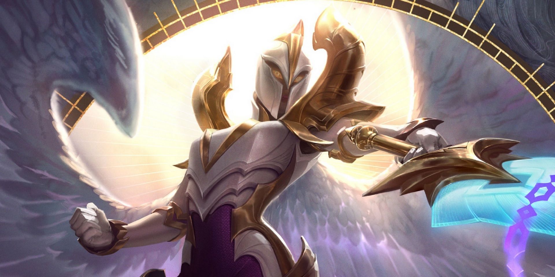 League Of Legends Kayle Pointing Sword While Flying
