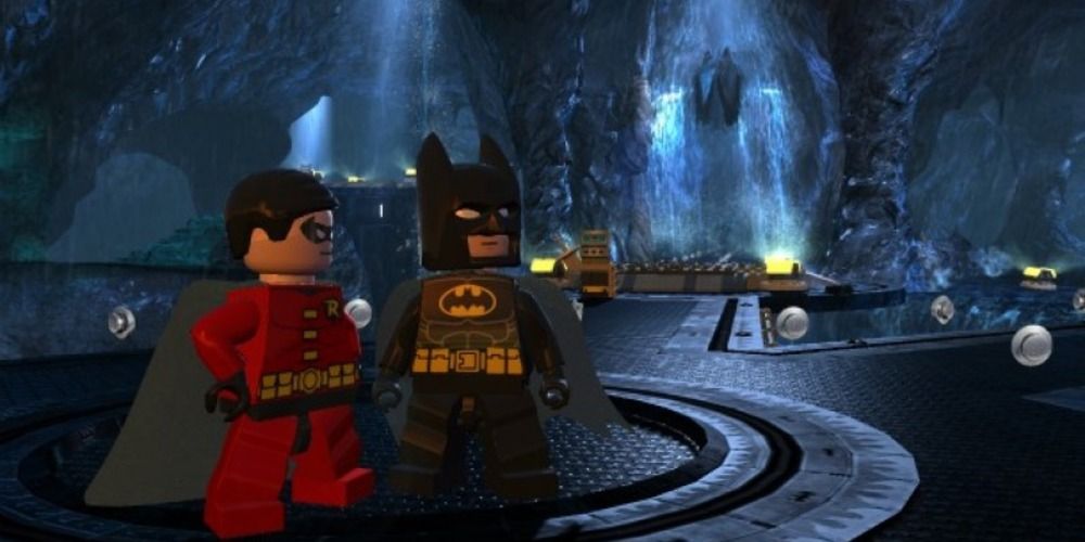 Lego Batman 2 Screenshot Of Batman And Robin In Bat Cave