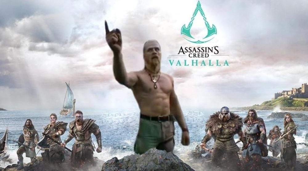 The old techno viking snapped on the cover of Assassin's Creed Valhalla