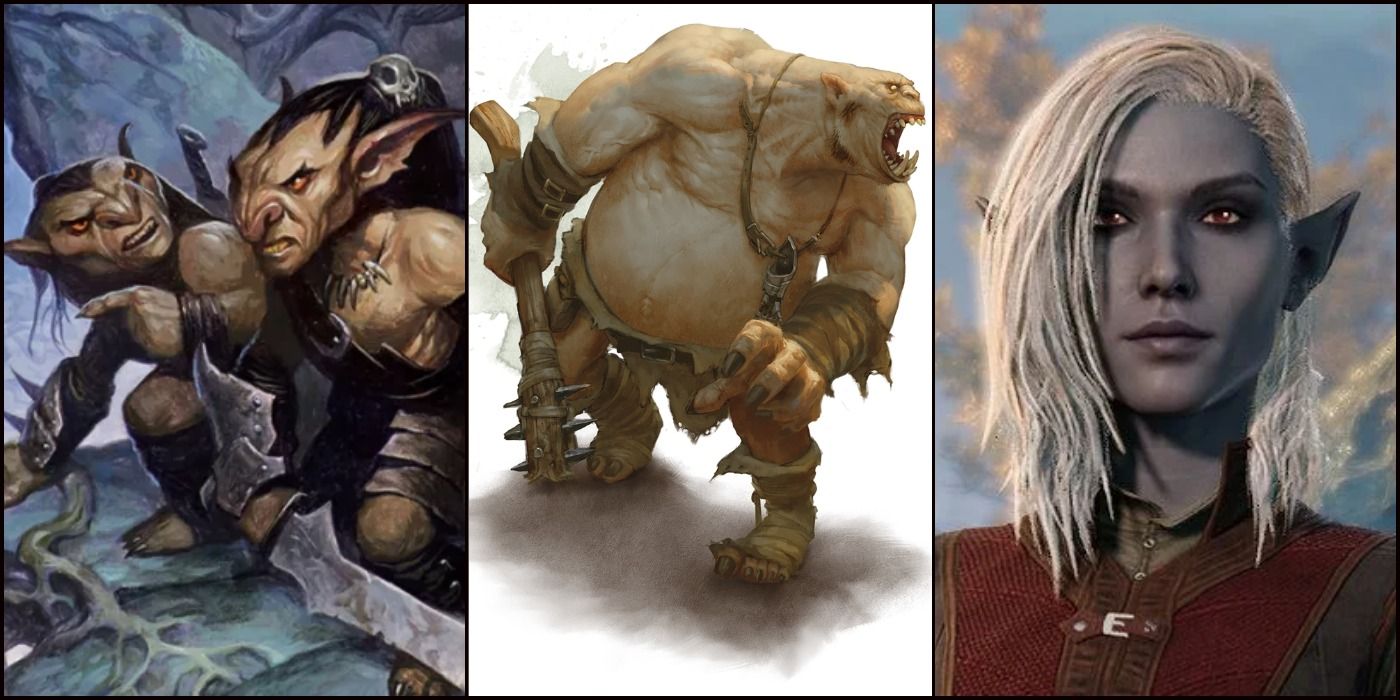 images of goblins, an ogre, and a Drow