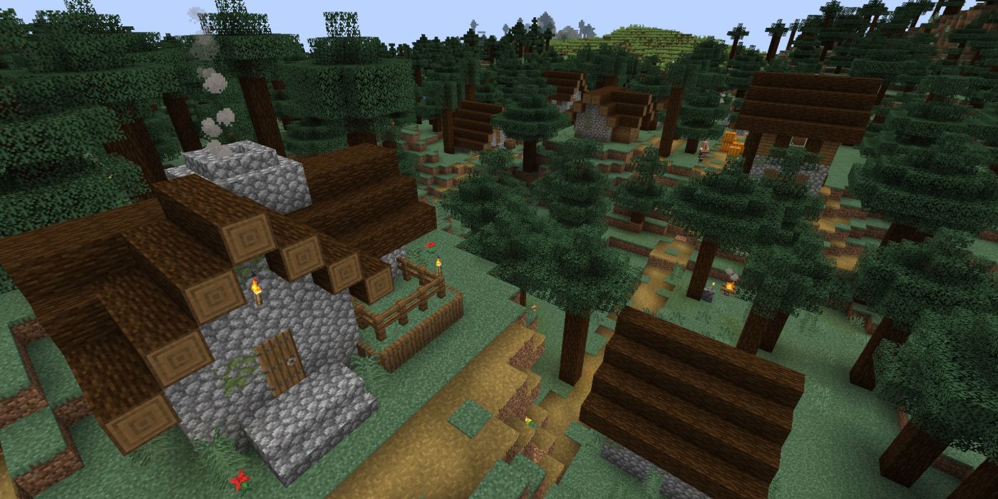 Minecraft taiga biome with a taiga village