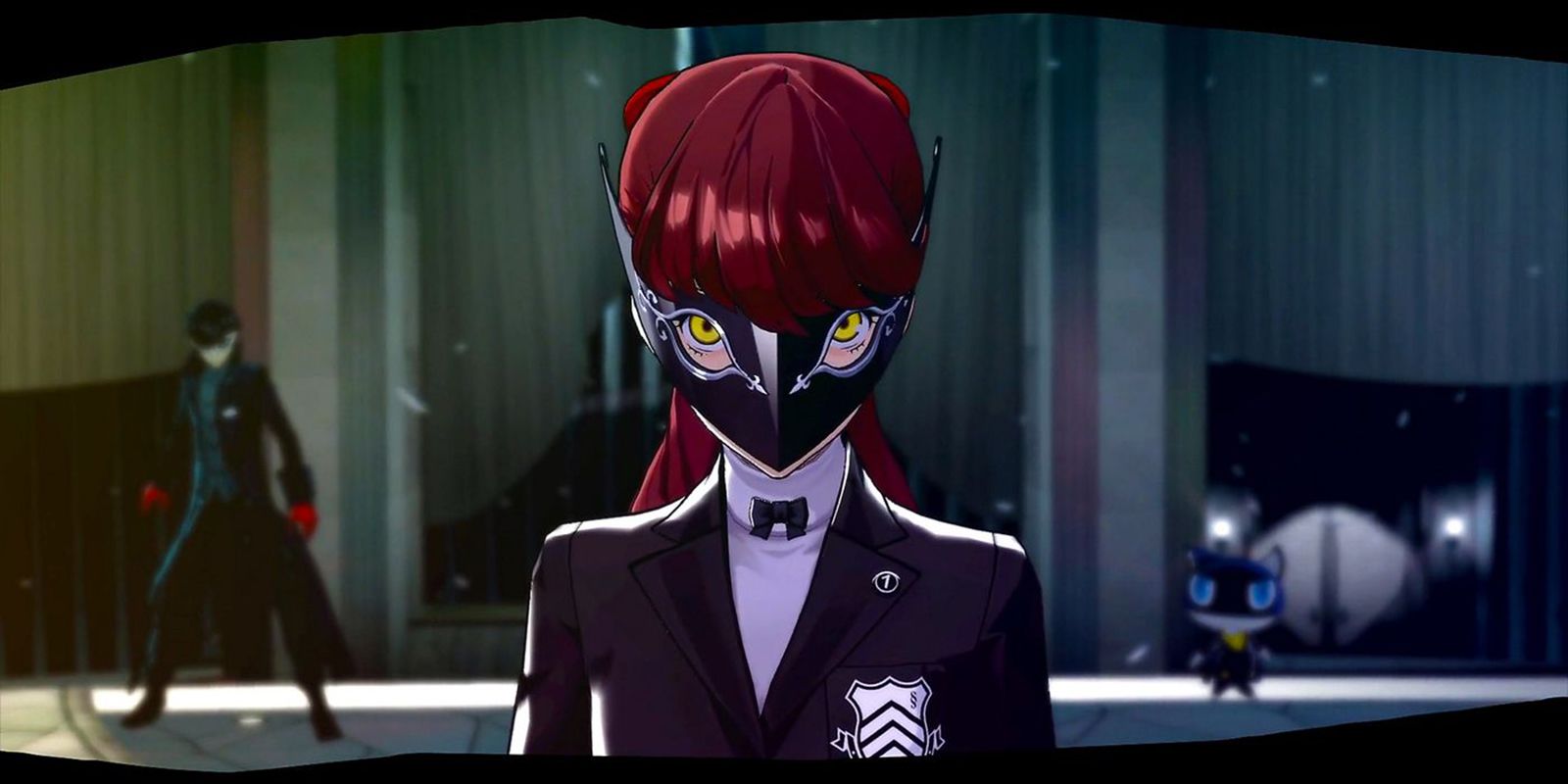 Persona 5 Royal Screenshot Of Red Haired Character Wearing Mask