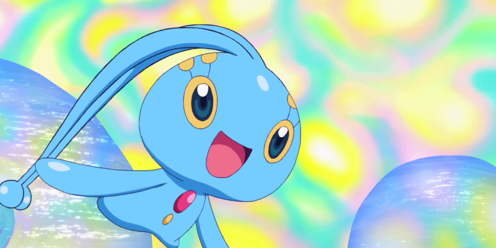 A happy Manaphy in the Pokemon Anime