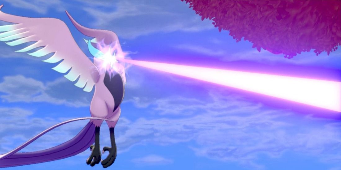 Articuno using Freezing Glare in the Crown Tundra of Pokemon Sword & Shield