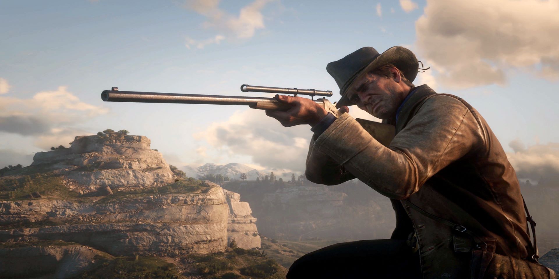Red Dead Redemption 2 Arthur Sniper Rifle Mountains