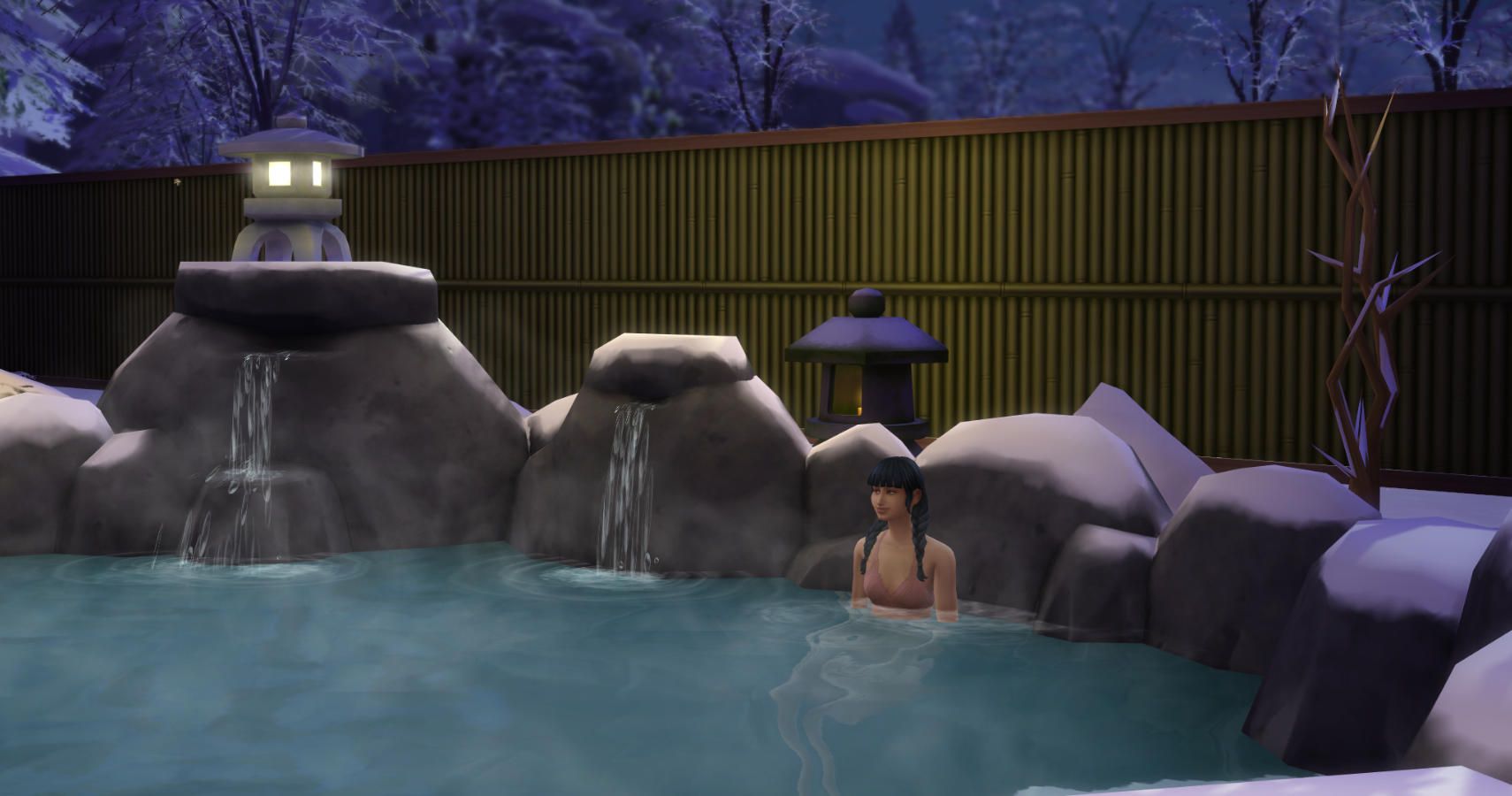 A sim in the hot springs