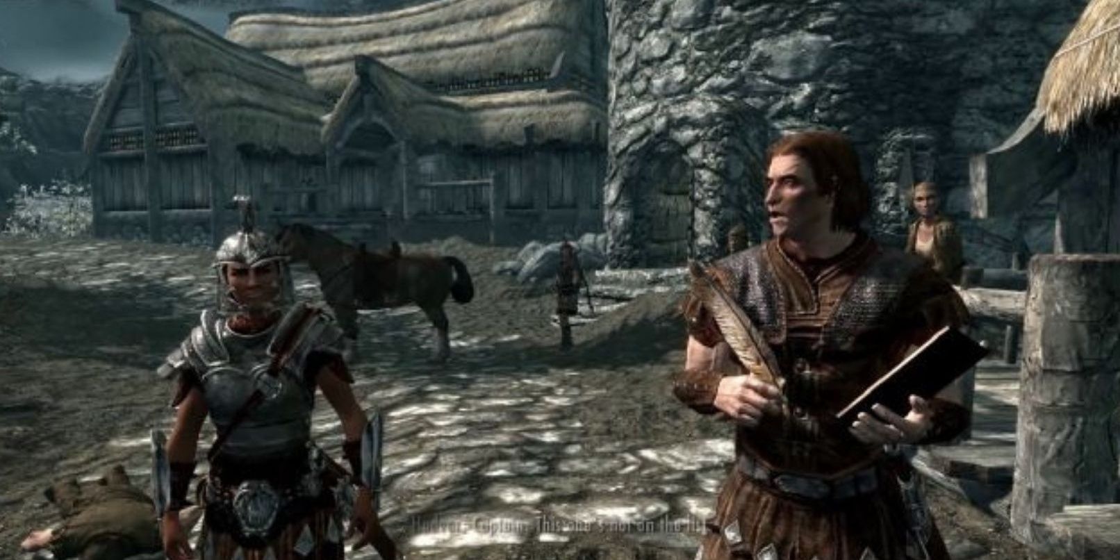 Hadvar and an Imperial soldier in Skyrim