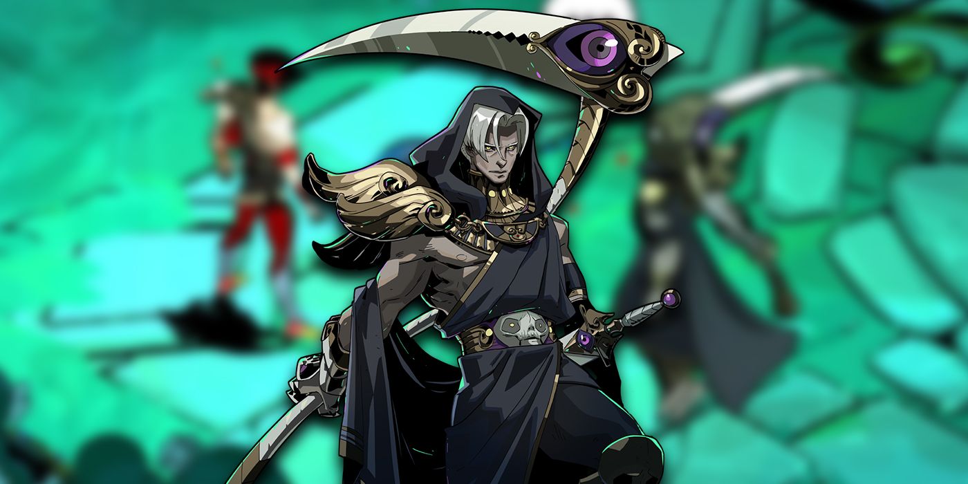character art of Thanatos on a blurred background