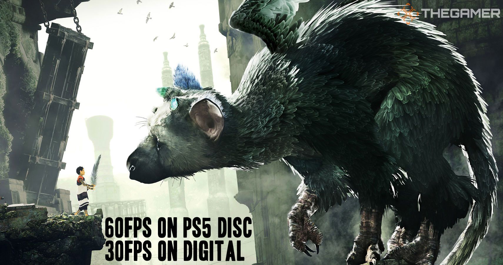 The Last Guardian on PS5 runs at 60fps - but only if you have the disc