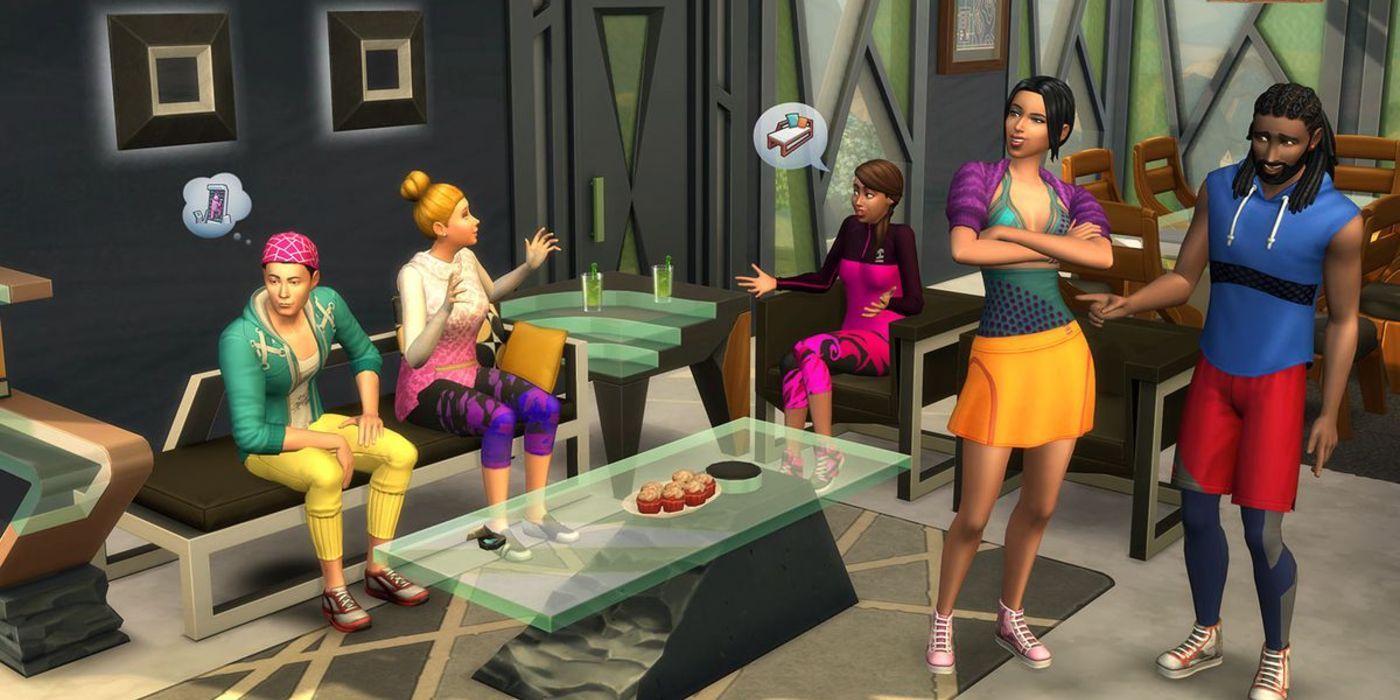 The Sims 4 group of Sims inside a home