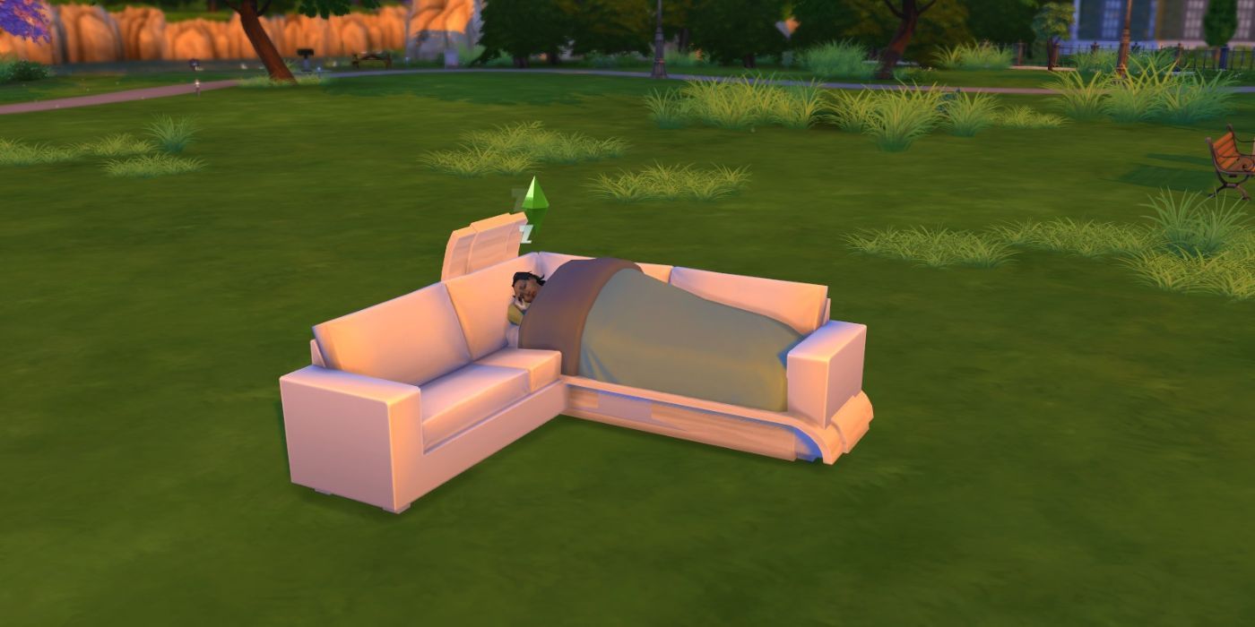 The Sims 4 bed and couch merged into single object