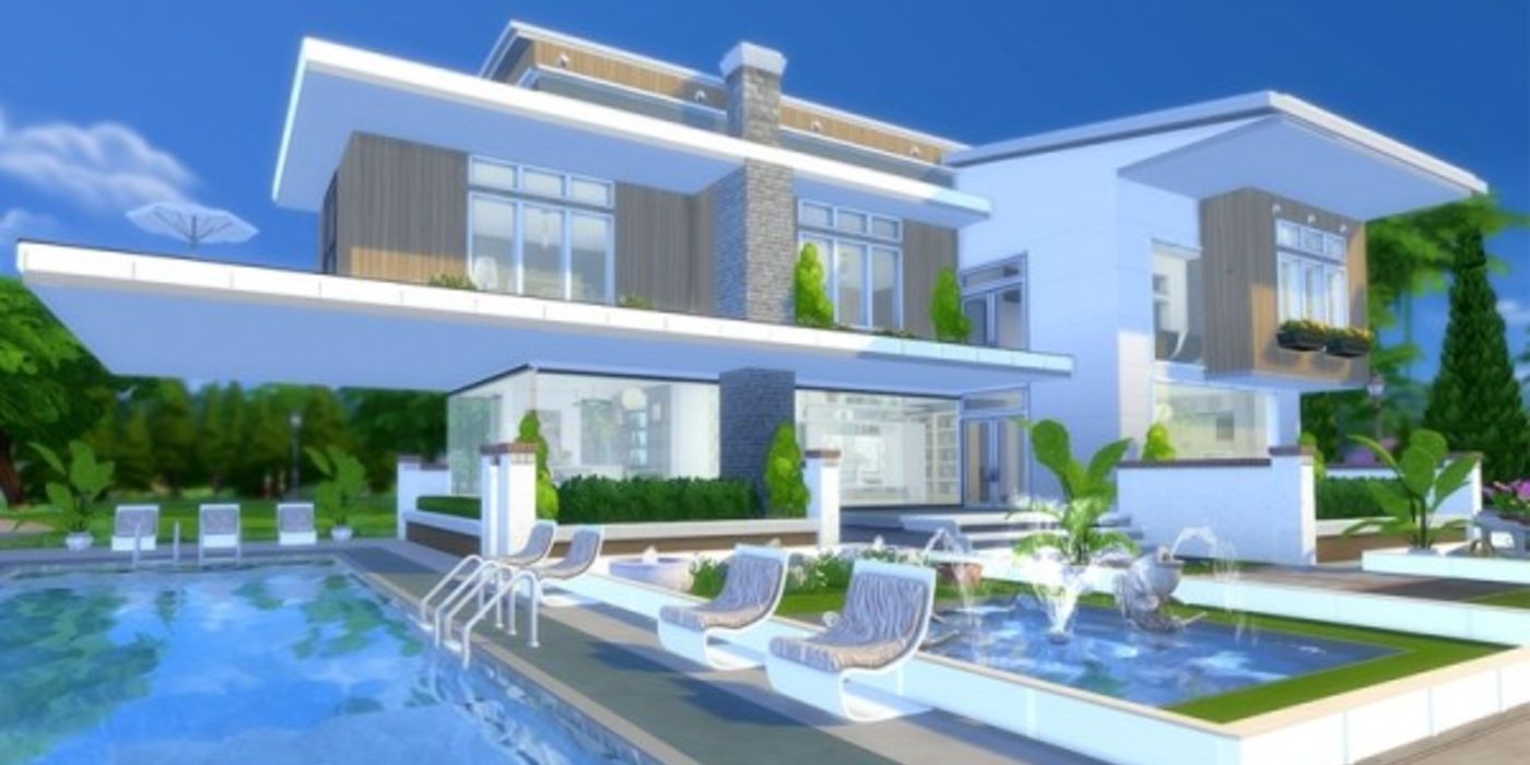 The Sims 4 modern house built by the pool