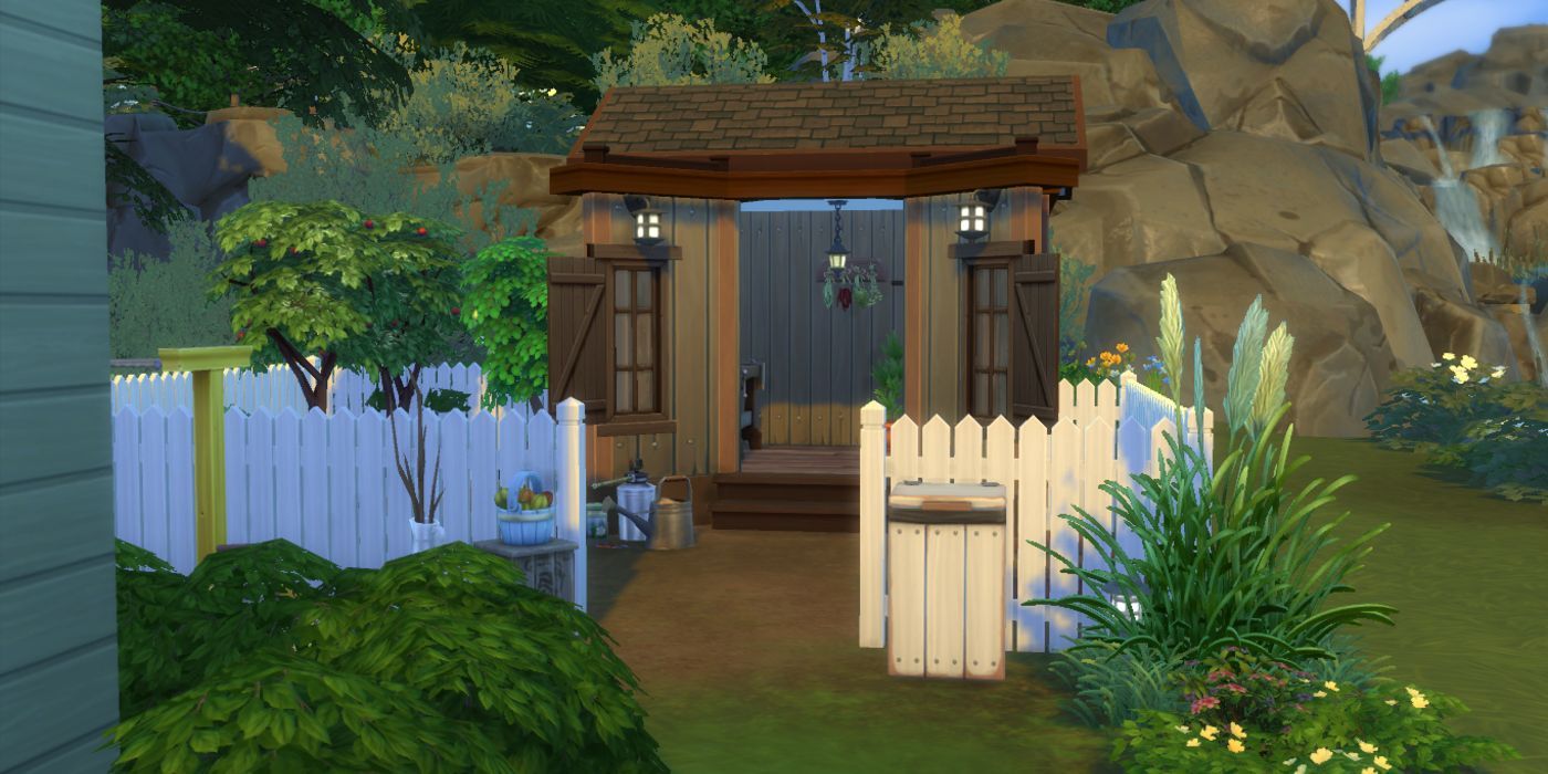 The Sims 4 shed in the backyard