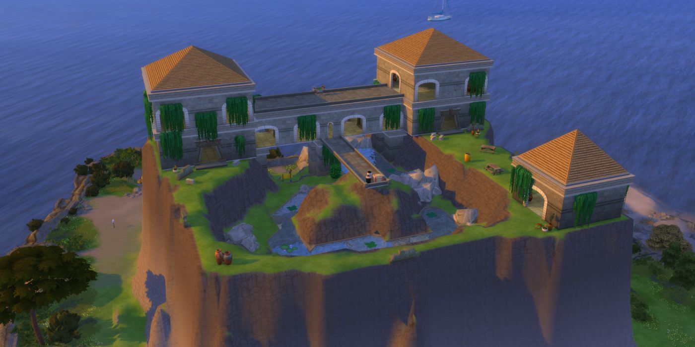The Sims 4 house built on top of a cliff