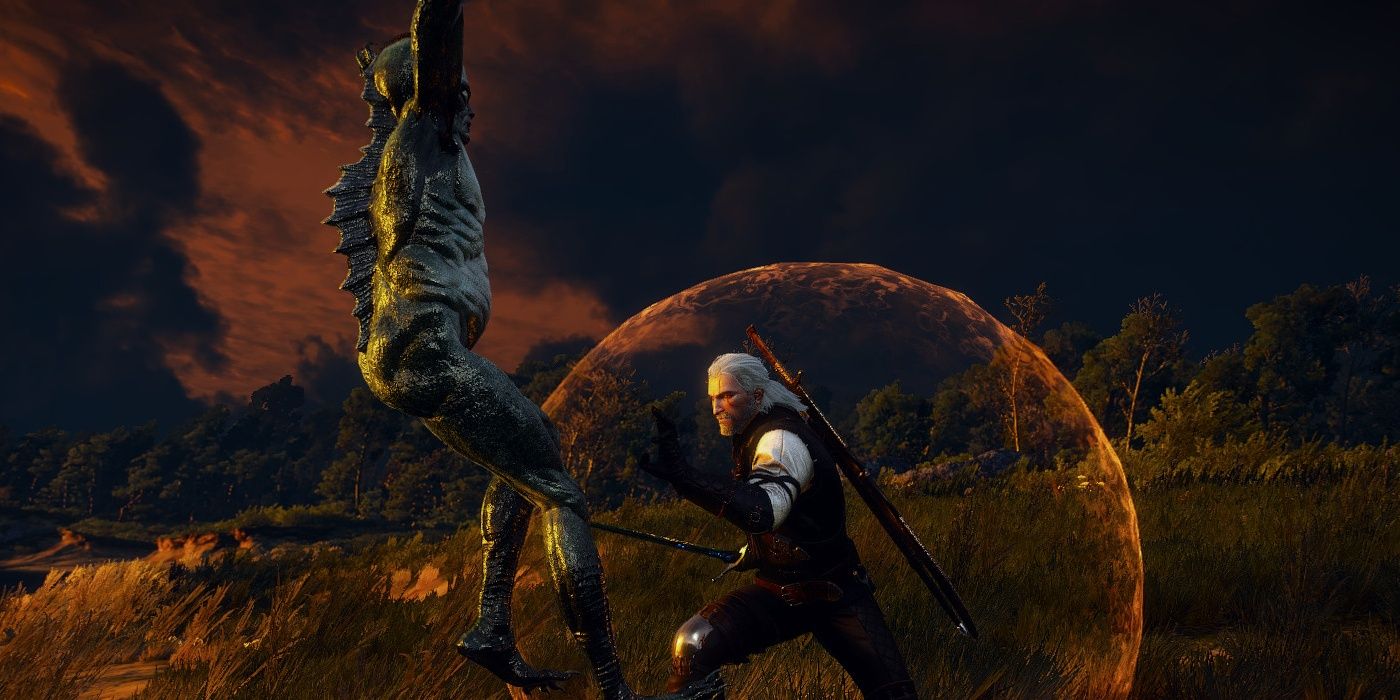 Geralt Battling A Drowner in THe Witcher 3