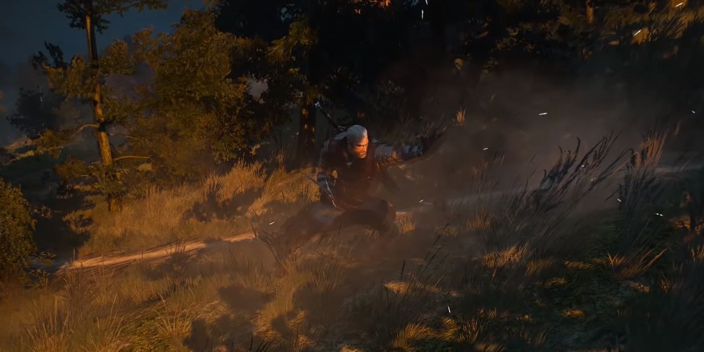 Geralt Casting Aard Sign in The Witcher 3 Video Game