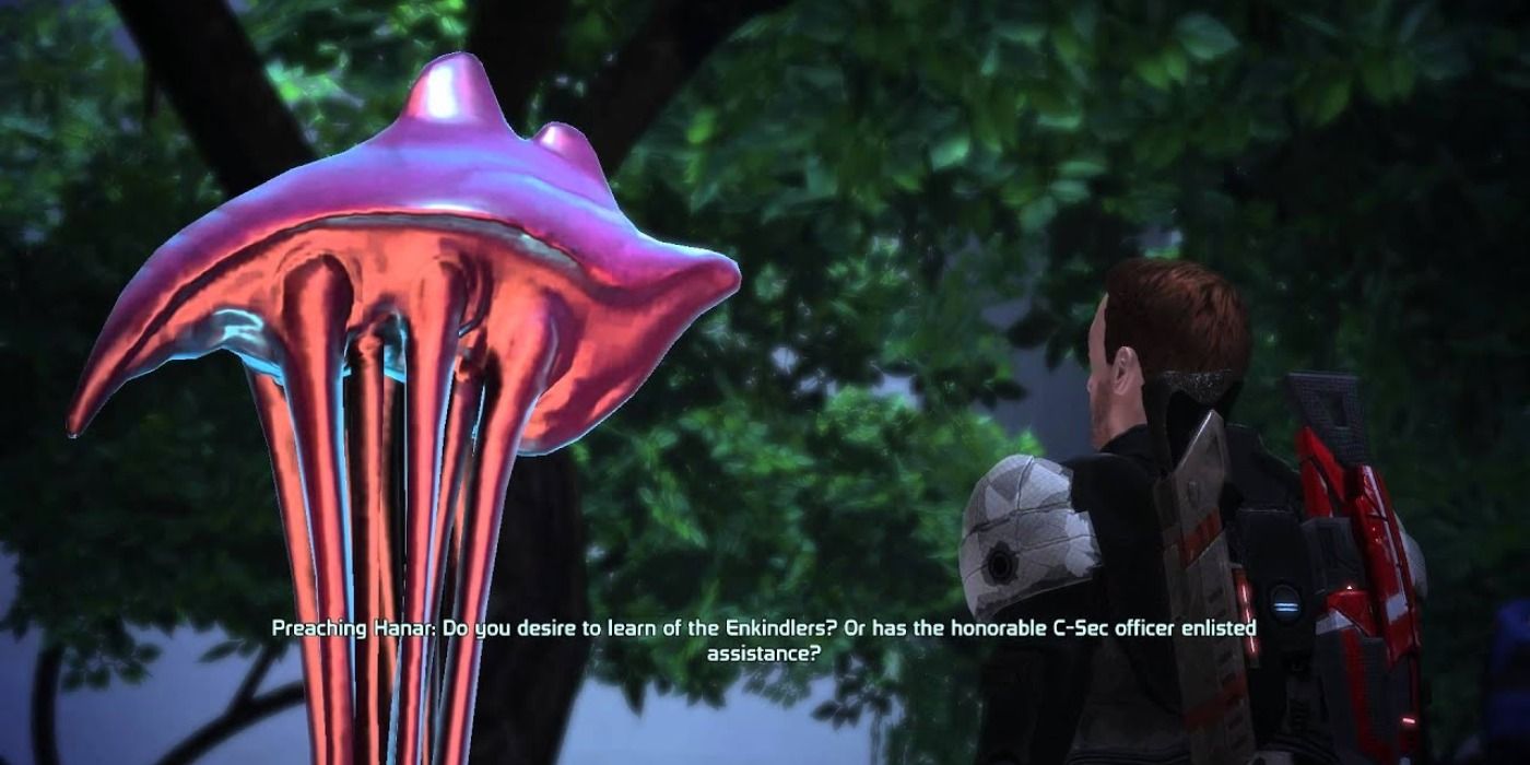 image of a Hanar Enkindler talking to Shepard from Mass Effect