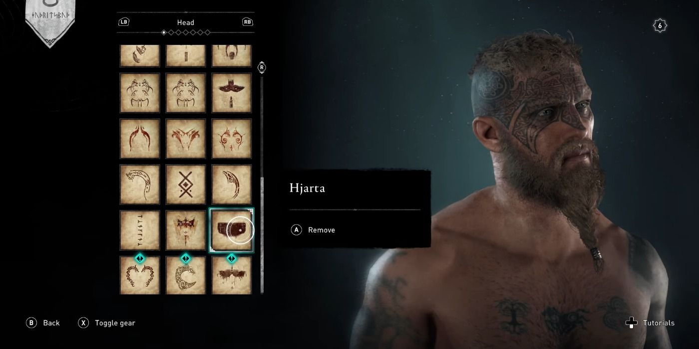 Hjarta face tattoo in Assassin's Creed Valhalla