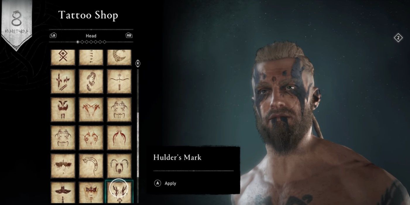 Hulder's Mark Face Tattoo in Assassin's Creed Valhalla