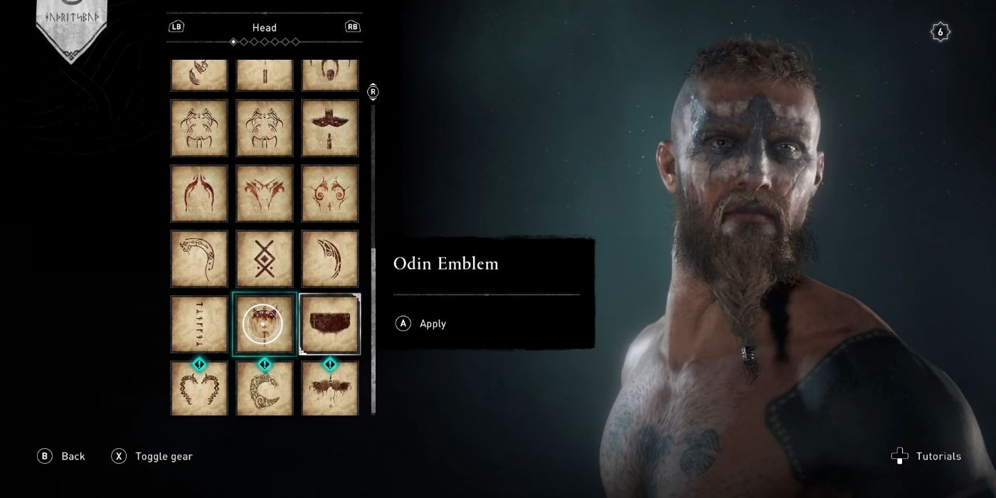 Odin Emblem face tattoo in Assassin's Creed Valhalla