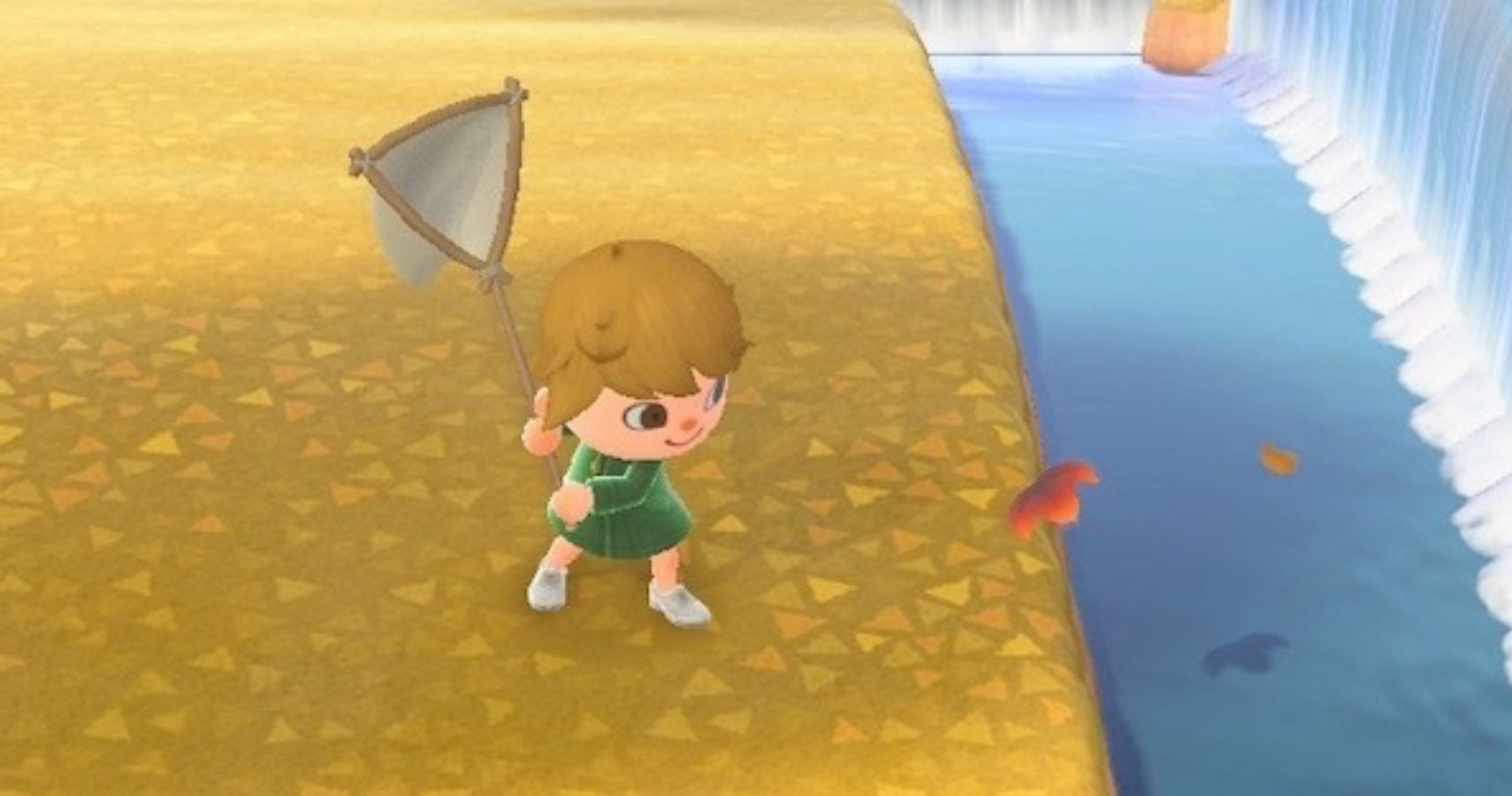 animal crossing catching leaf