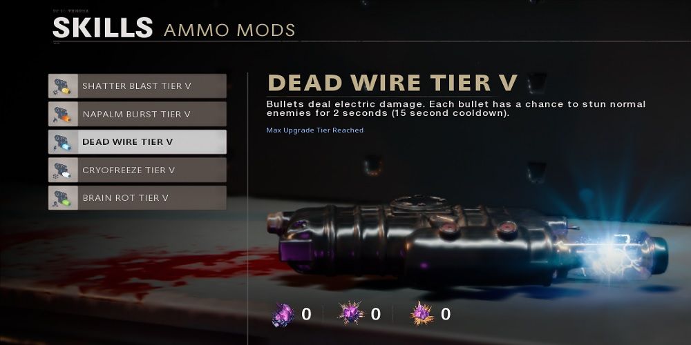 Cold War Zombies Dead Wire Tier V ammo mod upgrade menu.