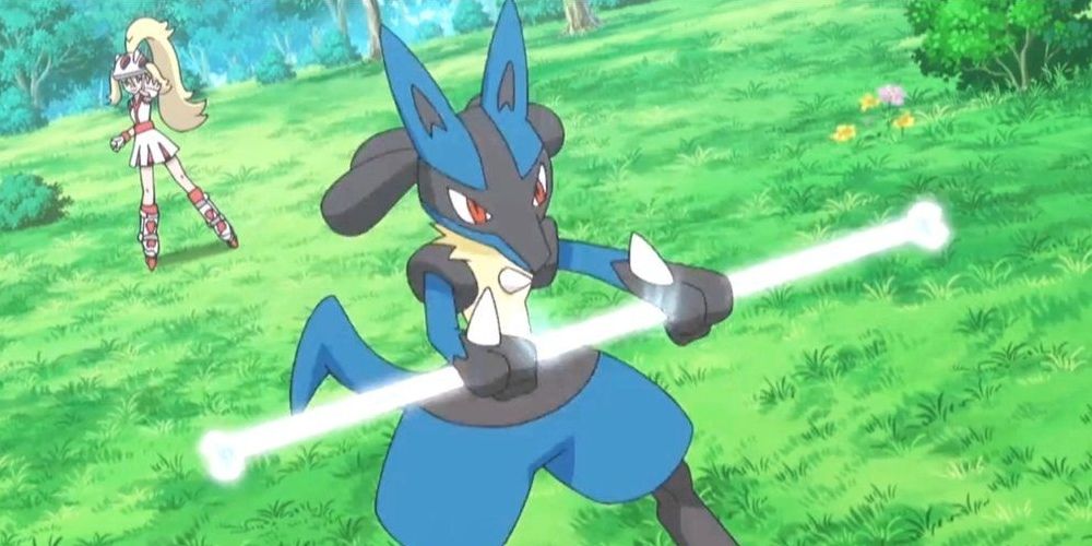 lucario with giant bone fight