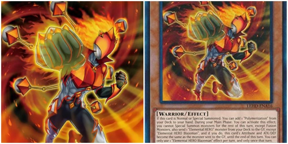 elemental hero blazeman card and art