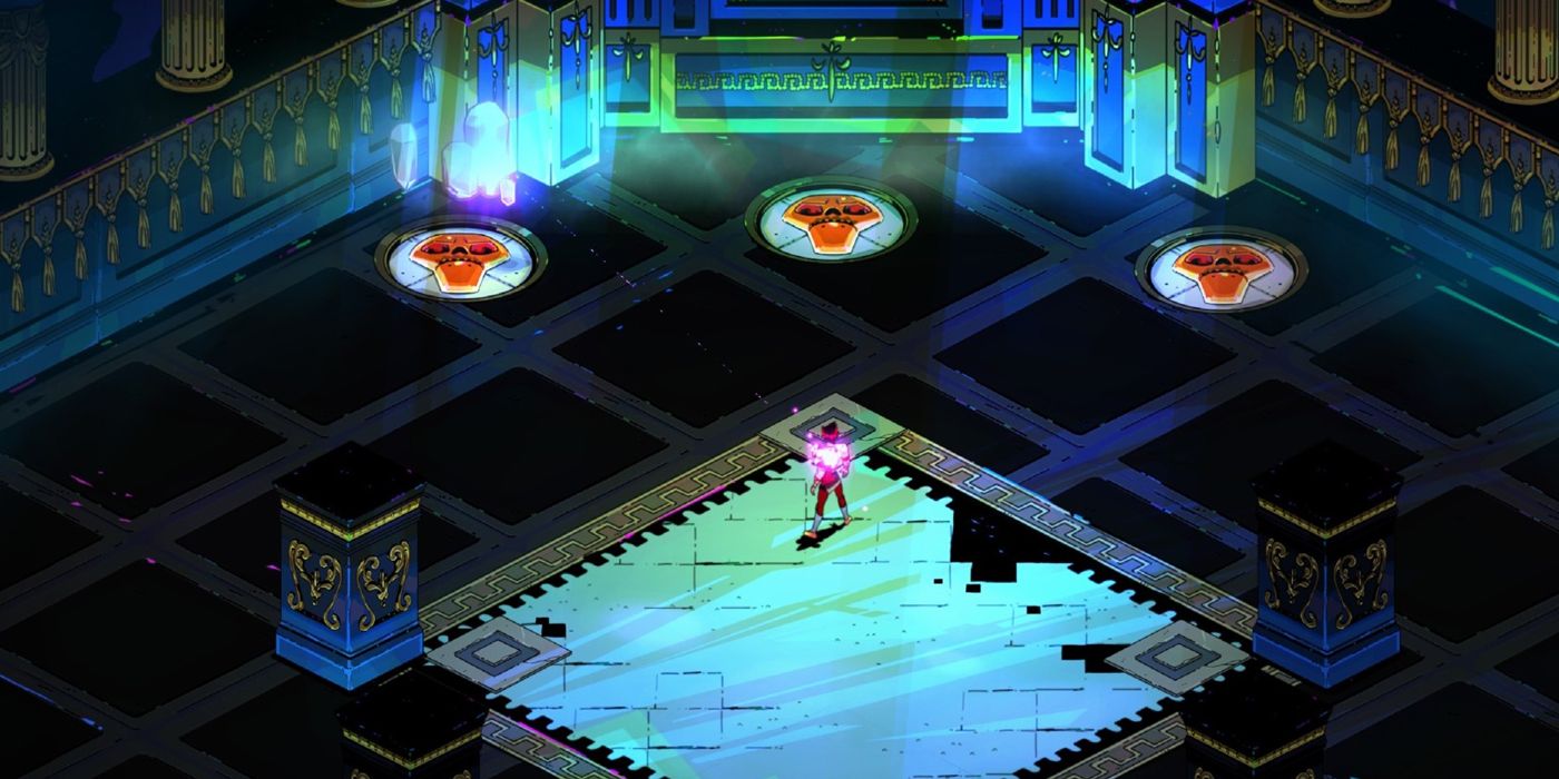 Zagreus standing in the centre of an Erebus room